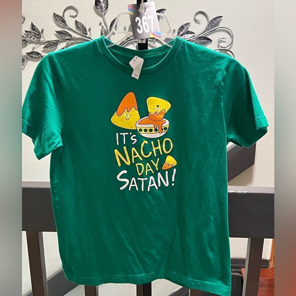 Green Kids T-Shirt with Fun Graphic Youth XL #367